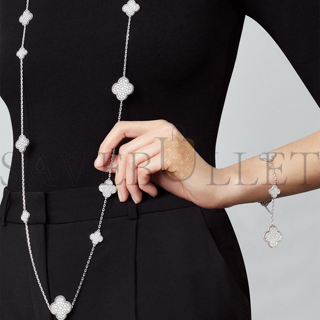 VAN CLEEF ARPELS MAGIC ALHAMBRA LONG NECKLACE, 16 MOTIFS - WHITE GOLD, DIAMOND VCARN9MO00 VAN CLEEF ARPELS MAGIC ALHAMBRA LONG NECKLACE, 16 MOTIFS - WHITE GOLD, DIAMOND VCARN9MO00